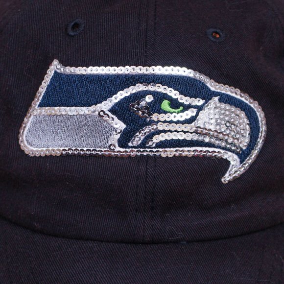 Seattle Seahawks 47 Brand Dark Blue Women's Hat with Embroidered Sequin Logo - Picture 8 of 9